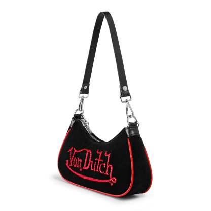 Black & Red Rhinestone Shoulder Bag