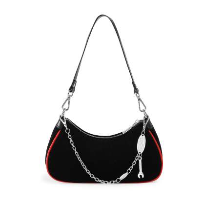 Black & Red Rhinestone Shoulder Bag