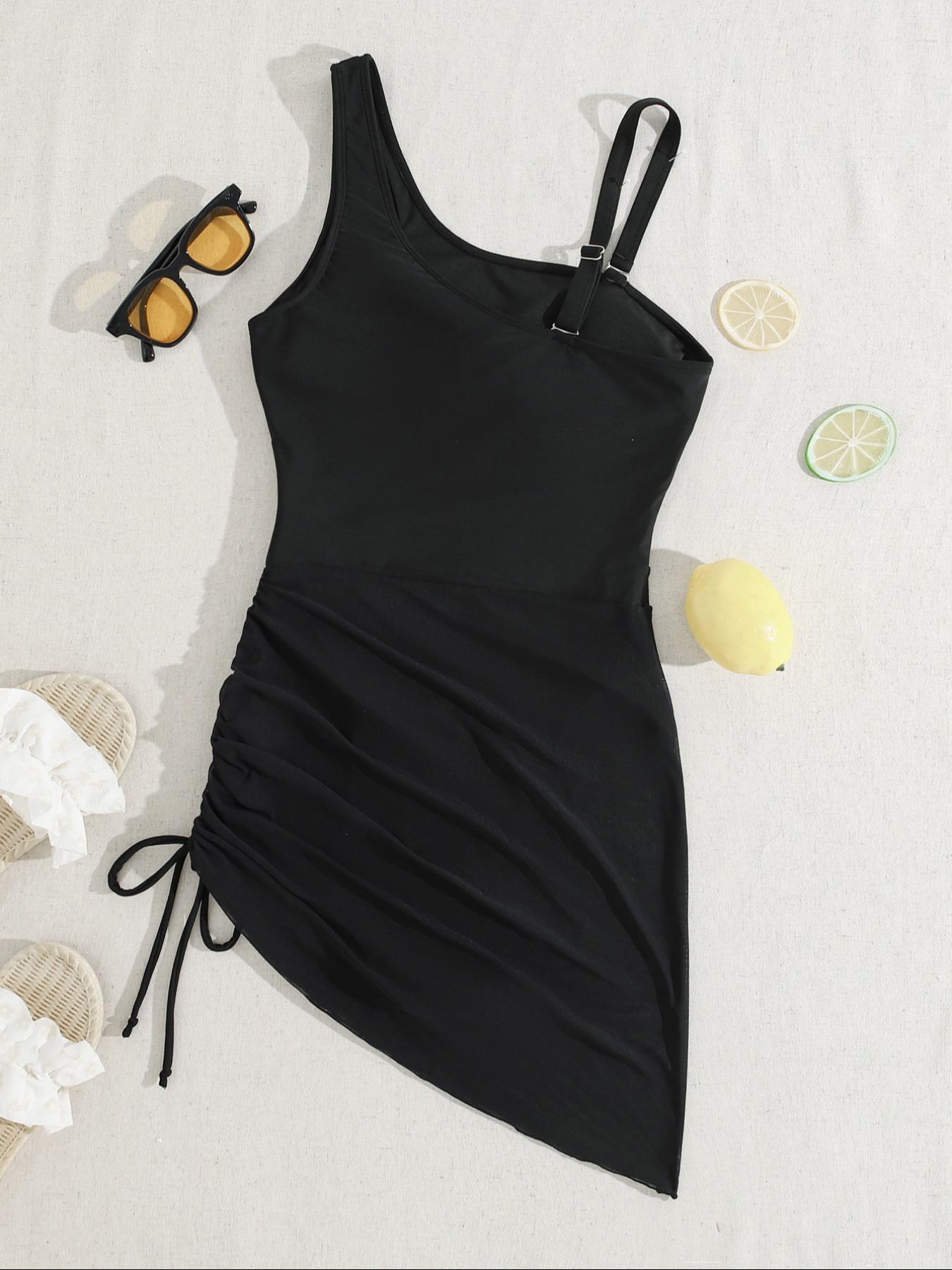Women's Solid Color Mesh Insert One-piece Swimsuit, Casual Sleeveless Swimwear for Beach Holiday Vacation, Ladies Swimsuit for All Seasons, Mesh Swimsuits Women's Solid Color Mesh Insert One-piece Swimsuit, Casual Sleeveless Swimwear for Beach Holiday Vacation, Ladies Swimsuit for All Seasons, Mesh Swimsuits