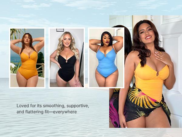 Shapellx Women's Smart Sculpt Shaping Swimsuit U-Ring Cut Out Slimming Swimwear One Piece Tummy Tucking Bathing Suit Shapellx Women's Smart Sculpt Shaping Swimsuit U-Ring Cut Out Slimming Swimwear One Piece Tummy Tucking Bathing Suit