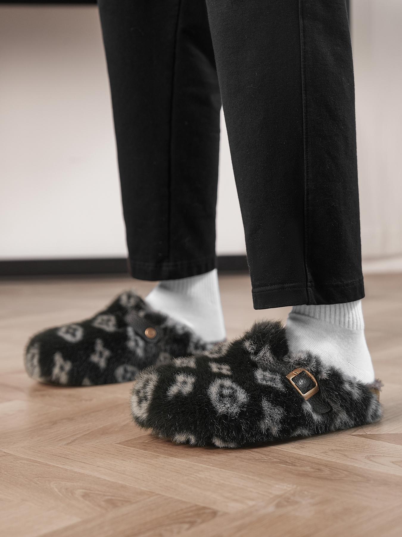 Women Men High-Quality Faux Fur Non Slip Slippers, Fuzzy House Slippers, Home Slippers, Anti-Slip Warm Outdoor Shoes, Casual Fashion Winter Boots, Perfect Gift Choice