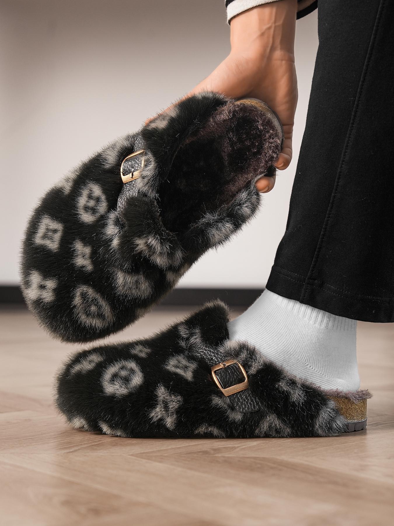 Women Men High-Quality Faux Fur Non Slip Slippers, Fuzzy House Slippers, Home Slippers, Anti-Slip Warm Outdoor Shoes, Casual Fashion Winter Boots, Perfect Gift Choice