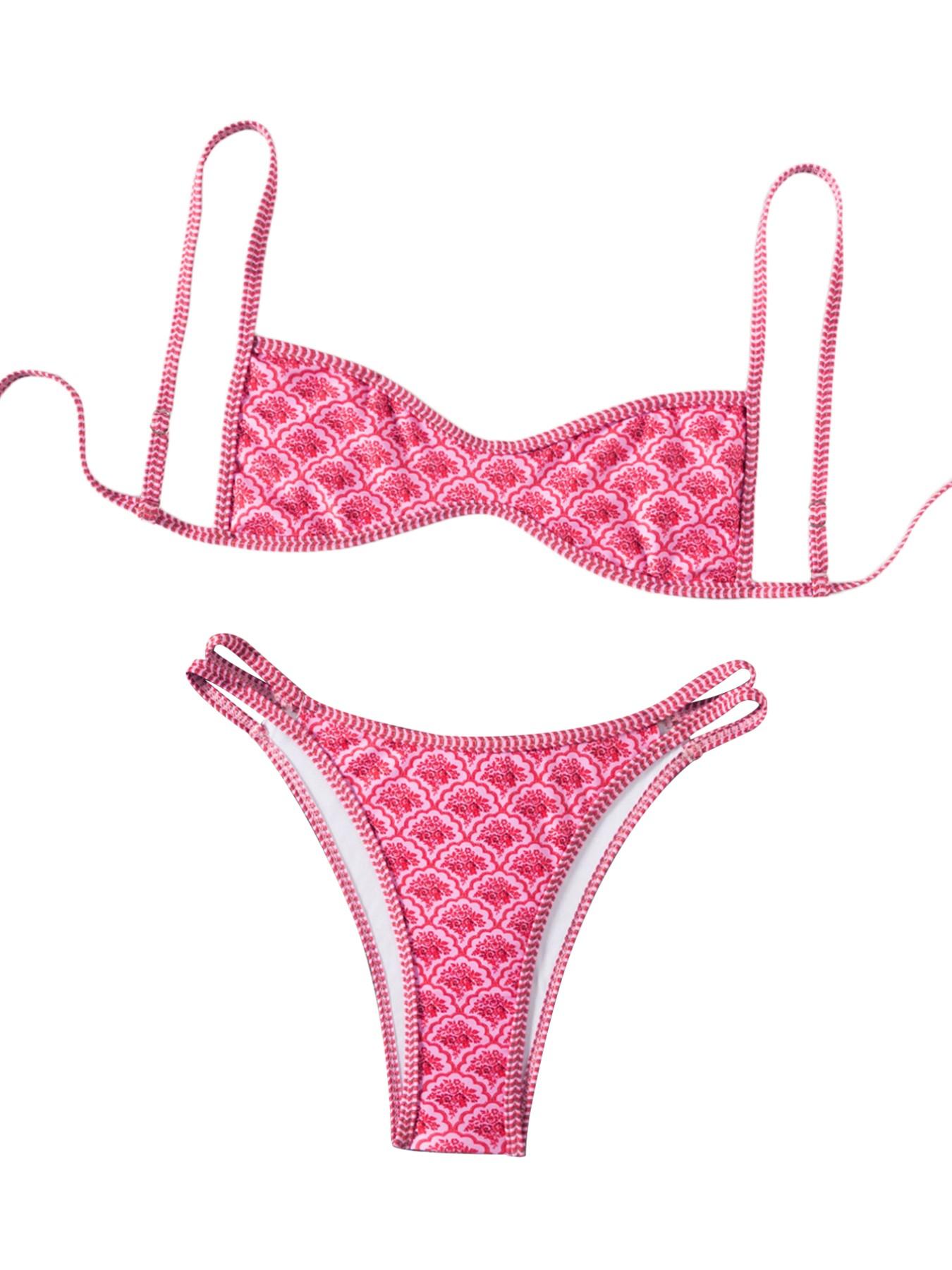 Women's Summer New Ethnic Print Sexy Bikini Set, Sleeveless Quick Dry Thong Bottoms, Beach Resort Pool Party Fashion Swimwear Women's Summer New Ethnic Print Sexy Bikini Set, Sleeveless Quick Dry Thong Bottoms, Beach Resort Pool Party Fashion Swimwear