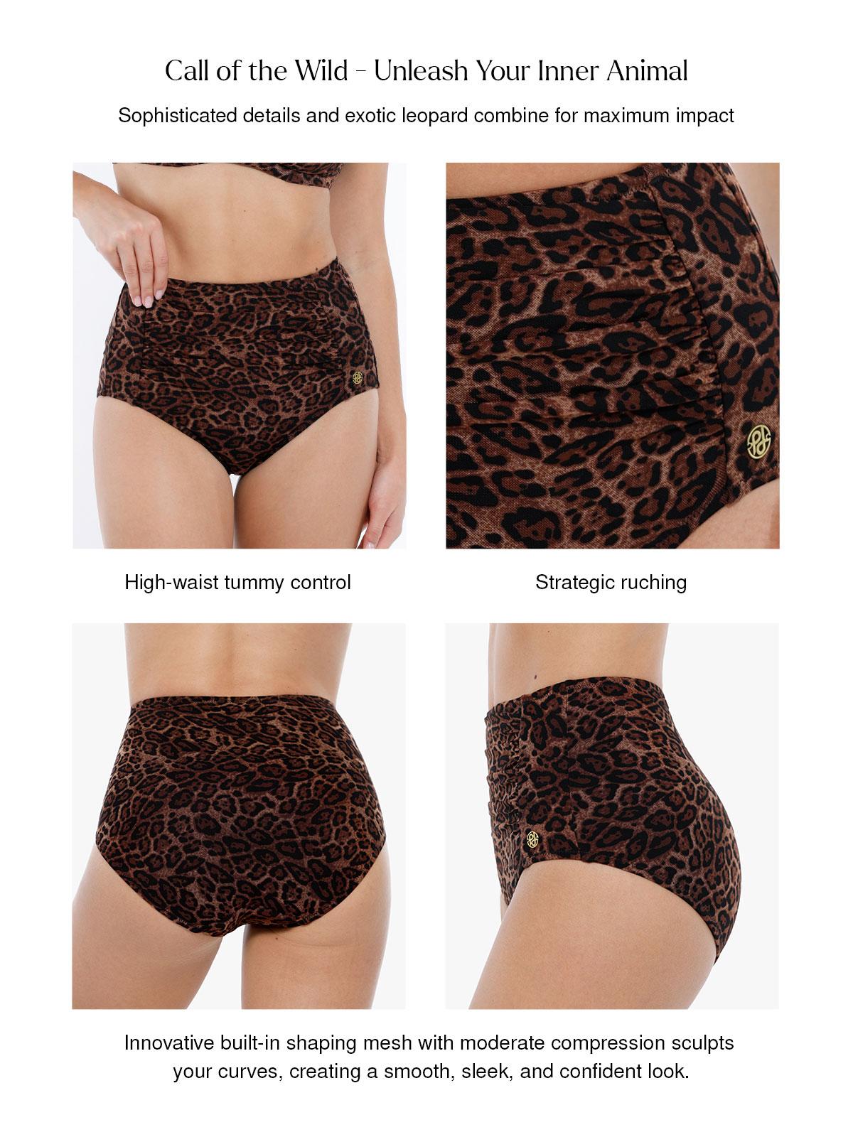 Popilush Leopard Swimwear Set High Waisted Bikini Shapewear Swimsuit Push Up Adjustable Beach Cover Up Women Two Piece Bathing Suit Leopard Print Swimwear #Dealsforyoudays