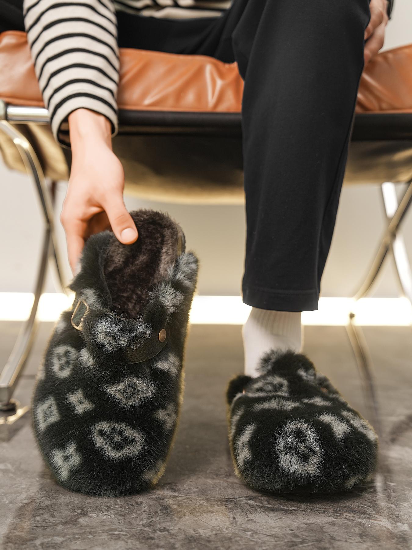 Women Men High-Quality Faux Fur Non Slip Slippers, Fuzzy House Slippers, Home Slippers, Anti-Slip Warm Outdoor Shoes, Casual Fashion Winter Boots, Perfect Gift Choice