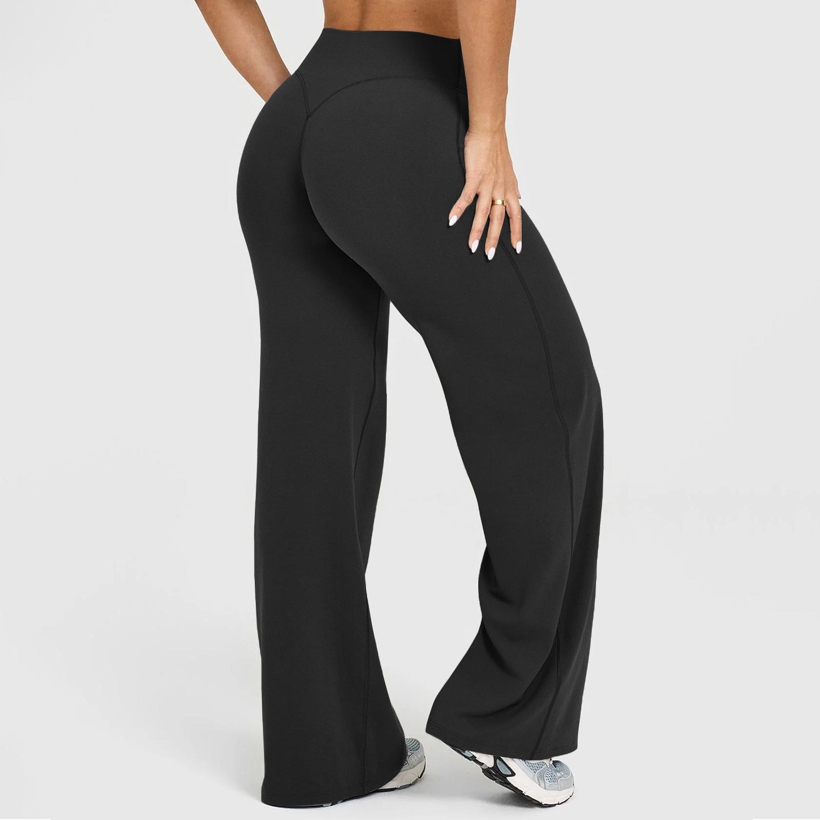 RICH BRIA Women‘s Casual Pants - High Waisted Loose-Fitting Wide Leg Yoga Pants - Comfortable & Elastic Soft Pants with Stretchy Material - Straight Leg Hem