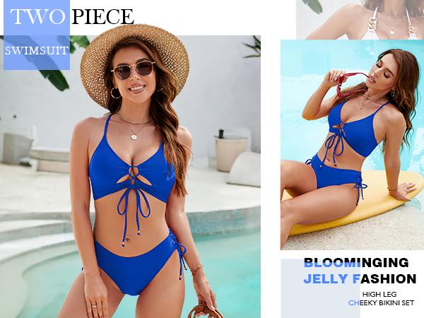 Blooming Jelly Curvy Cutout String Bathing Suit Womens Two Piece Bikini Sets Sea Fancy Swimsuits Swimsuit # Summervibes