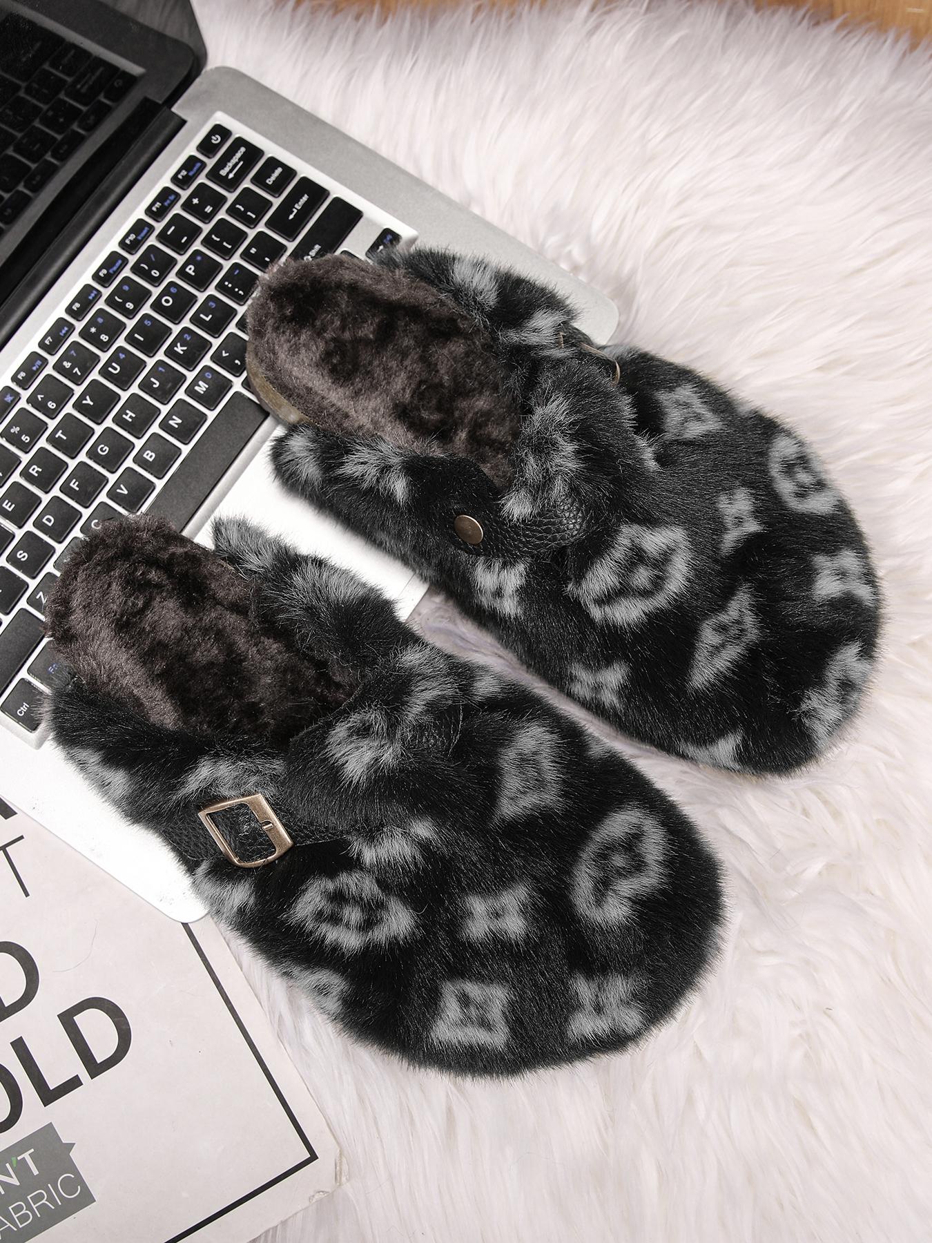 Women Men High-Quality Faux Fur Non Slip Slippers, Fuzzy House Slippers, Home Slippers, Anti-Slip Warm Outdoor Shoes, Casual Fashion Winter Boots, Perfect Gift Choice