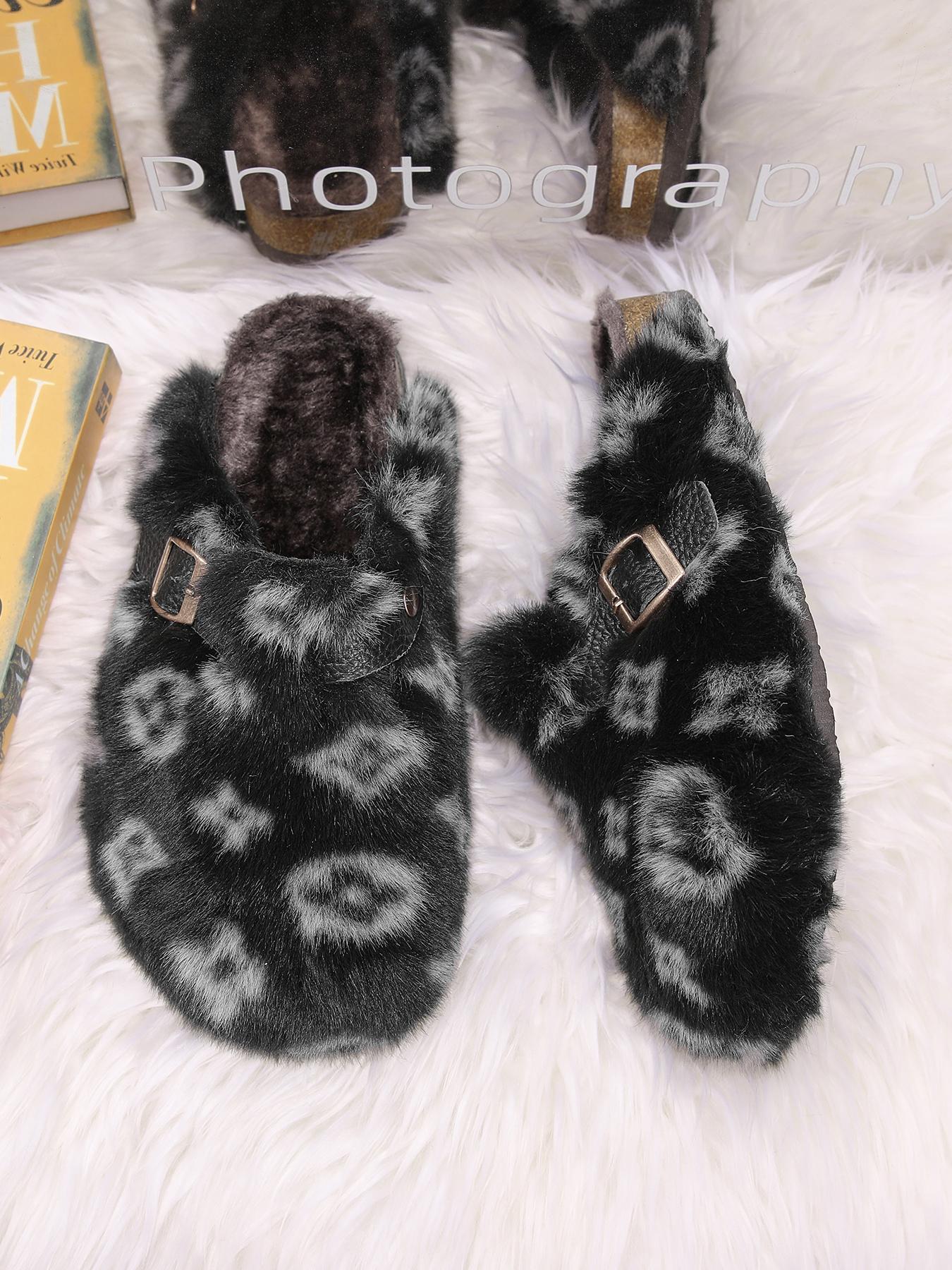 Women Men High-Quality Faux Fur Non Slip Slippers, Fuzzy House Slippers, Home Slippers, Anti-Slip Warm Outdoor Shoes, Casual Fashion Winter Boots, Perfect Gift Choice