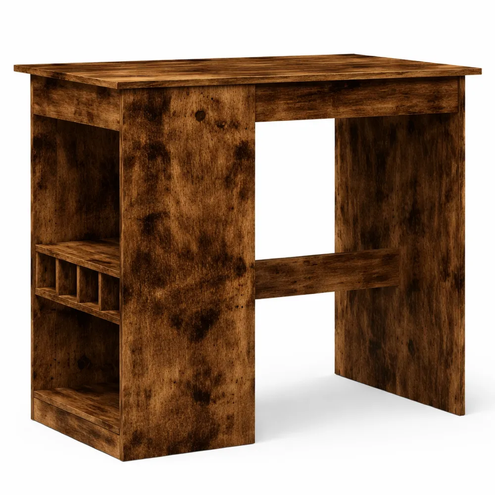 Moderner Bartisch mit Regal in Räuchereiche 90x47,5x103,5 cm für Wohn- und Essbereich