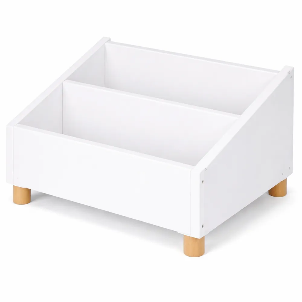 Weißes Kinderbücherregal mit 2 Fächern und skandinavischem Design für das Kinderzimmer