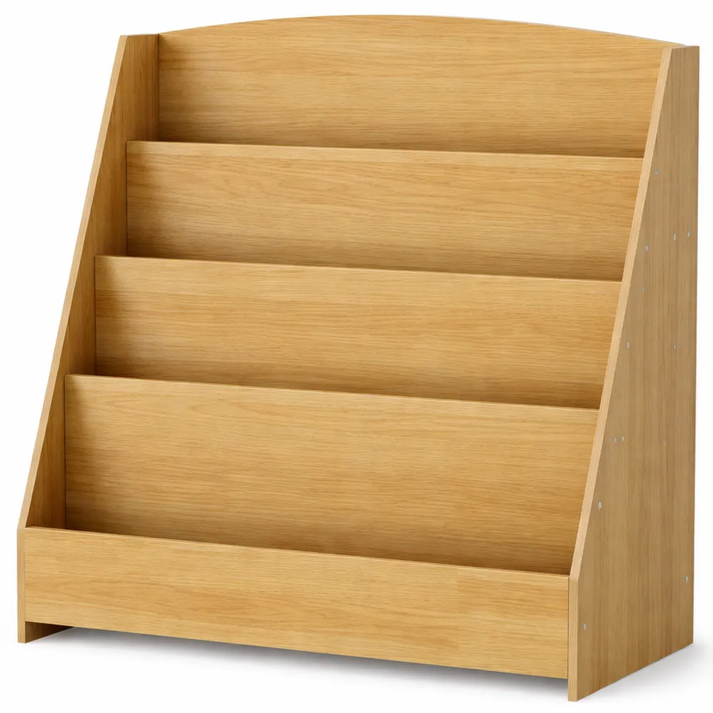 Kinder-Bücherregal mit 4 Ebenen, Montessori-Stil, 88 cm hoch für Spielzeugaufbewahrung