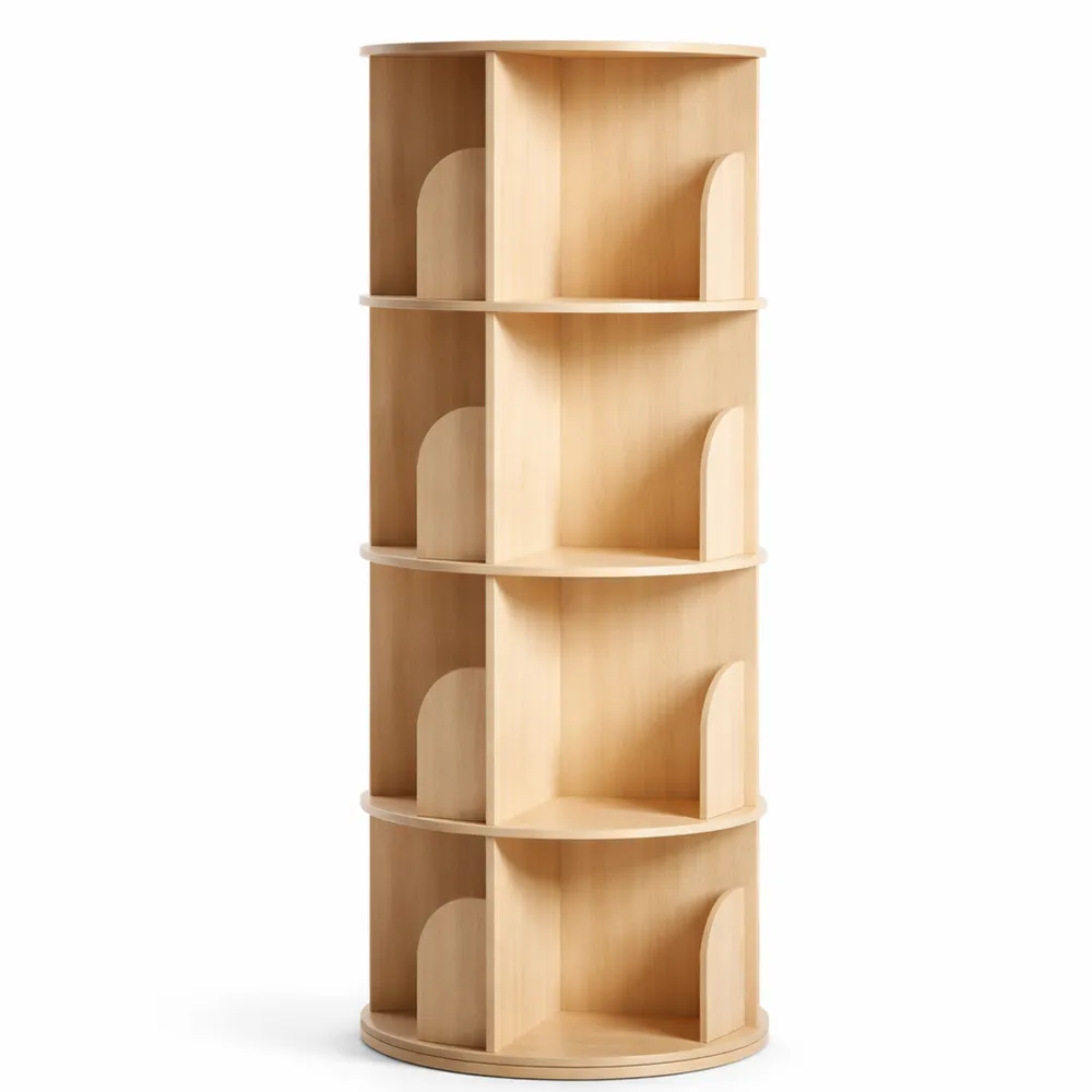 Höhenverstellbares drehbares Kinderregal aus Kiefernholz mit 4 Ebenen