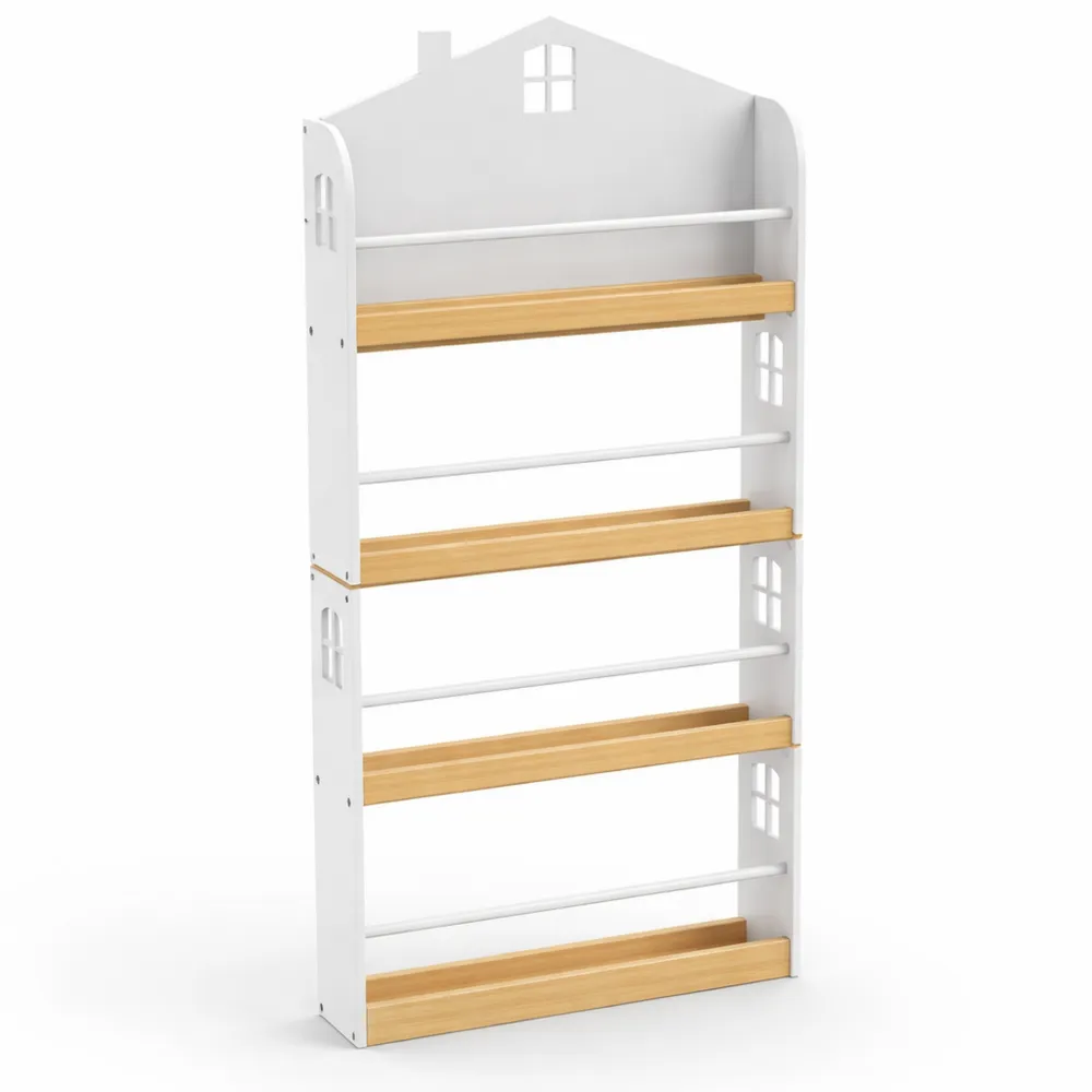 Hausförmiges Kinderbücherregal mit 4 Ablagen