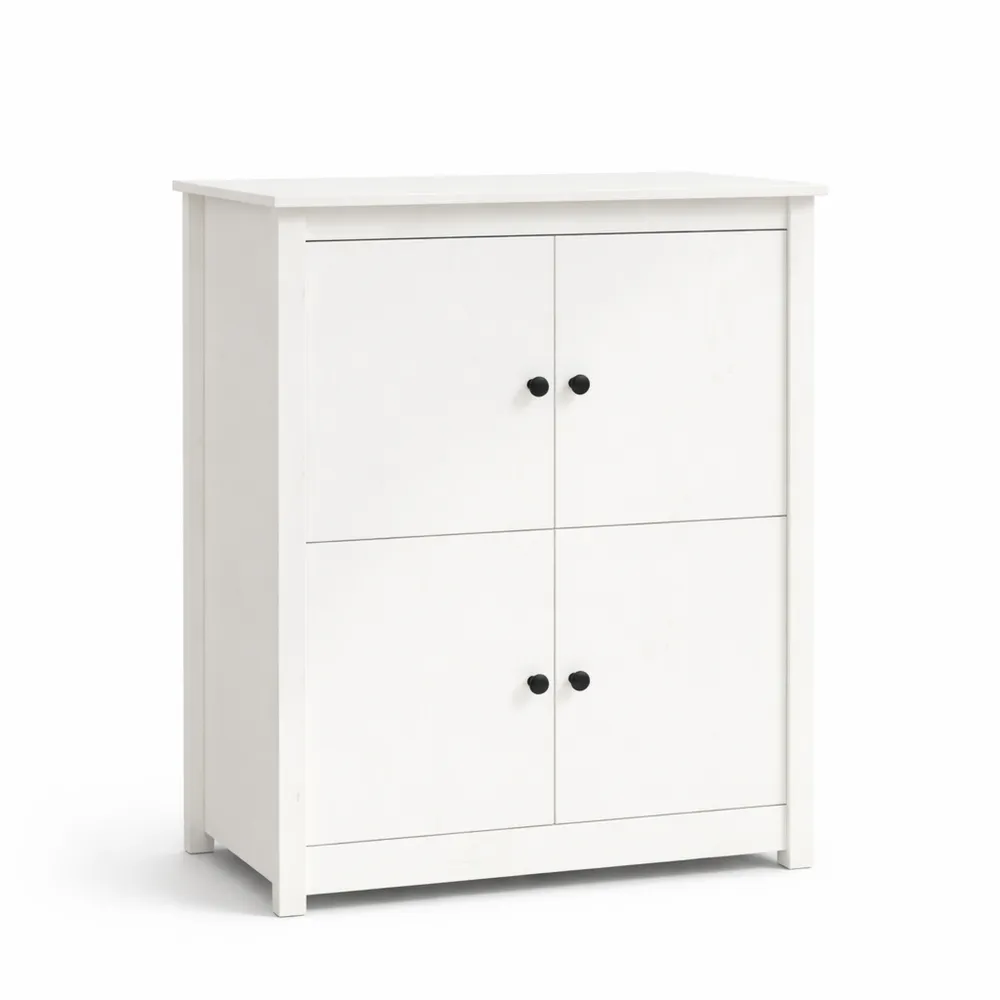 Weiße Kommode aus Kiefernholz für Wohnzimmer, Esszimmer und Flur