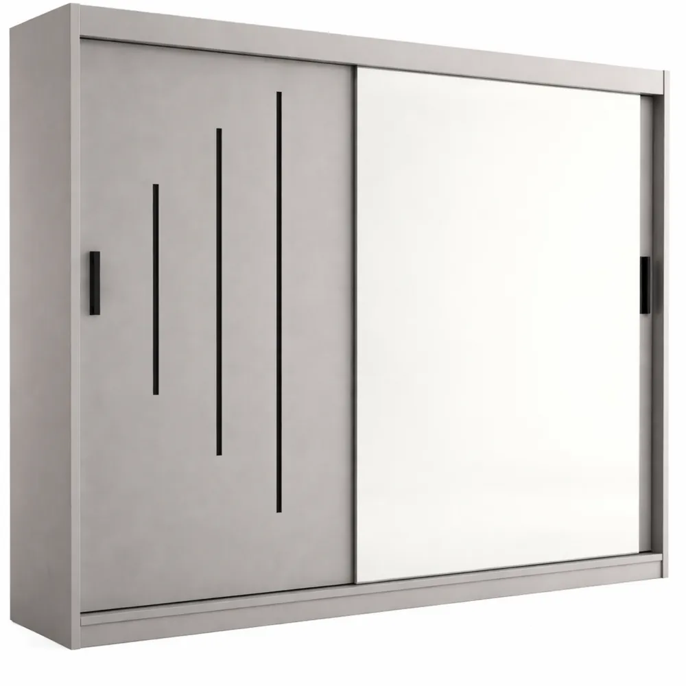 Schwebetürenschrank mit Spiegel und Laminat, 180 cm Breite