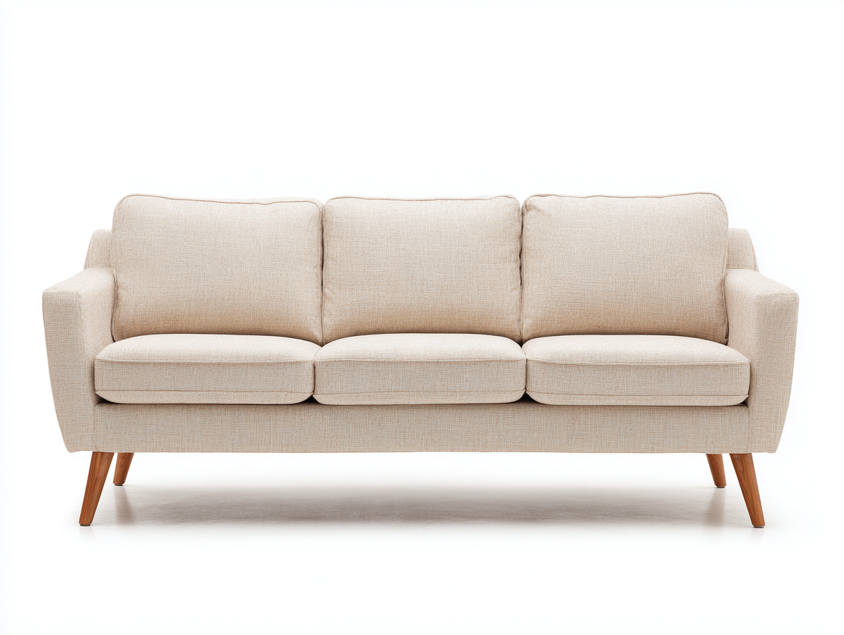 Sofás 3 plazas tapizado tela 205x85x88 cm beige - diseño moderno salón-Craftgethub