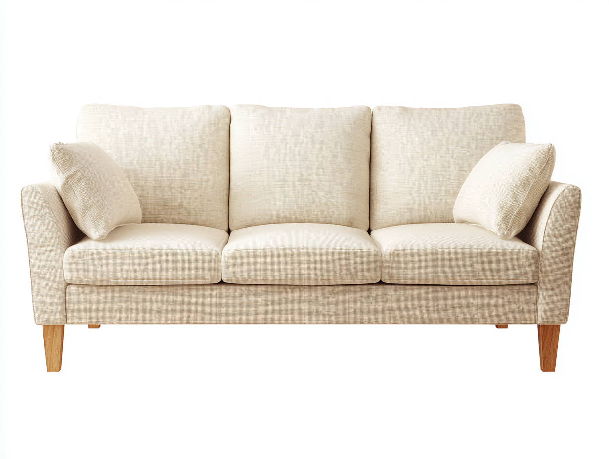 Sofás 3 plazas tapizado de tela 205x88x85 cm - beige - diseño moderno para salón-Craftgethub