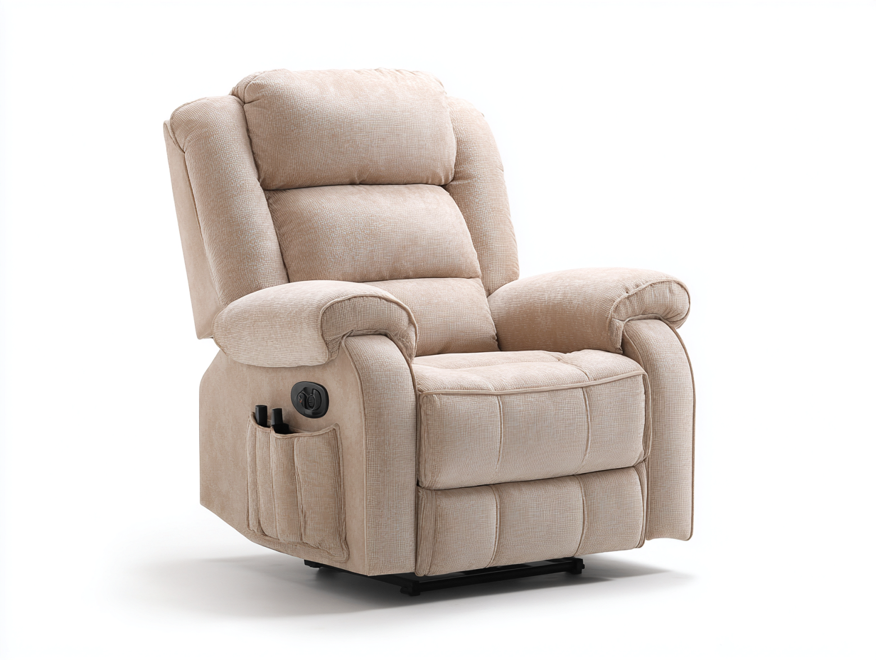 Sillones reclinables de tela acolchados 95x90x105 cm - beige - sillón relax moderno para sala de estar-Craftgethub