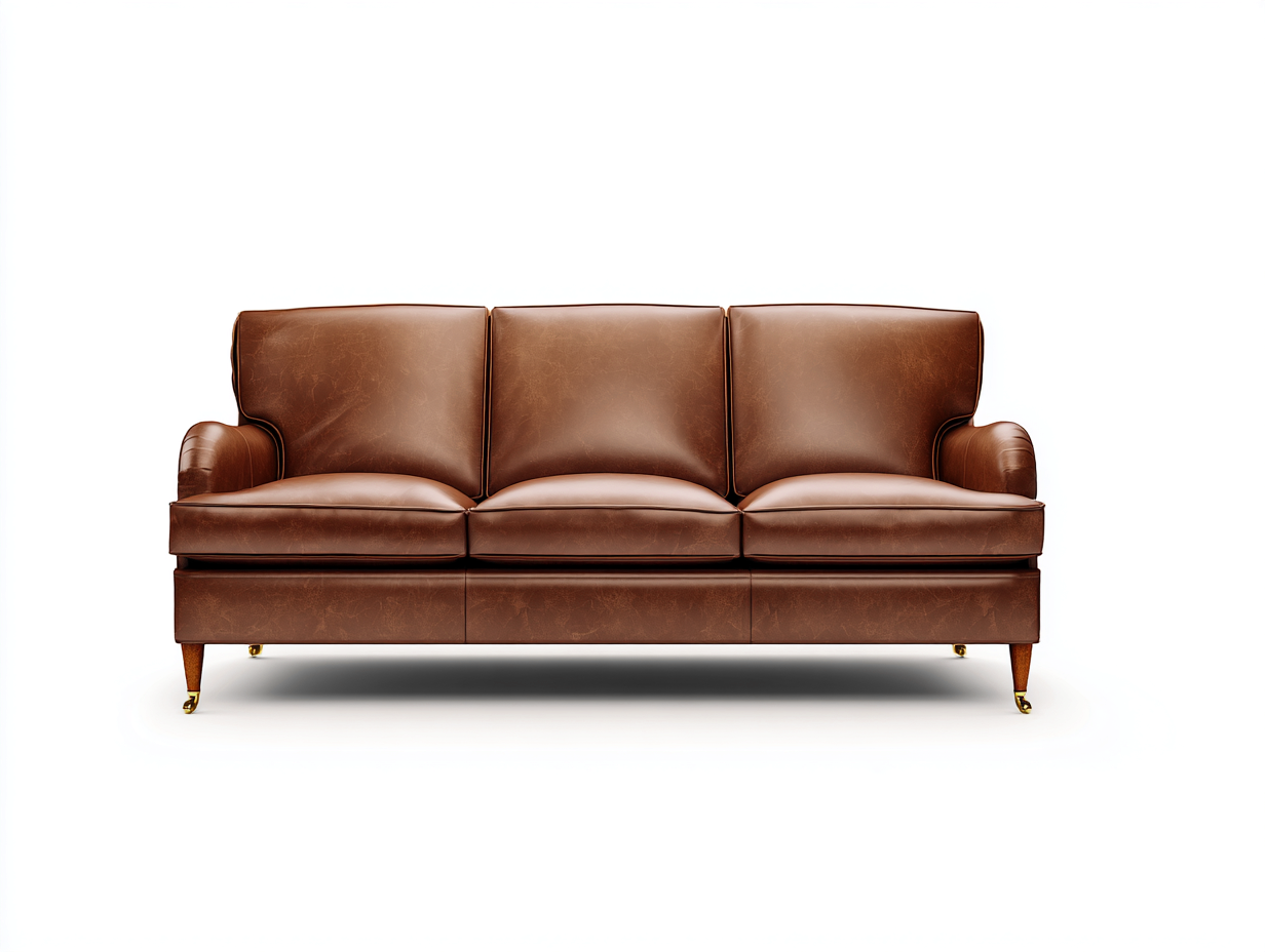 Sofá 3 plazas tapizado en cuero sintético con patas elevadas 205x88x84 cm - marrón - diseño clásico elegante-Craftgethub