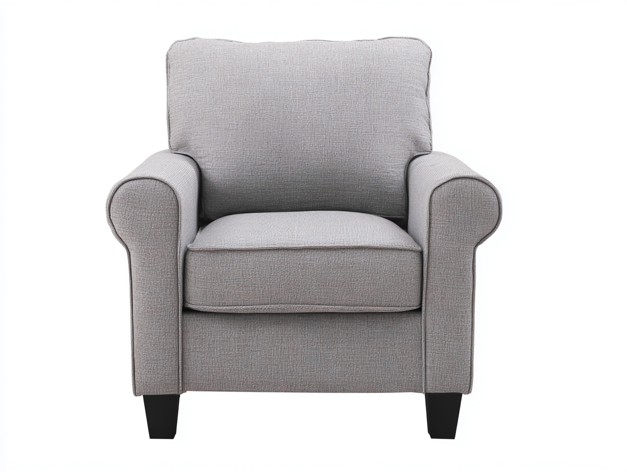 Sillón de tela con patas de madera 78x82x88 cm gris - diseño clásico salón-Craftgethub