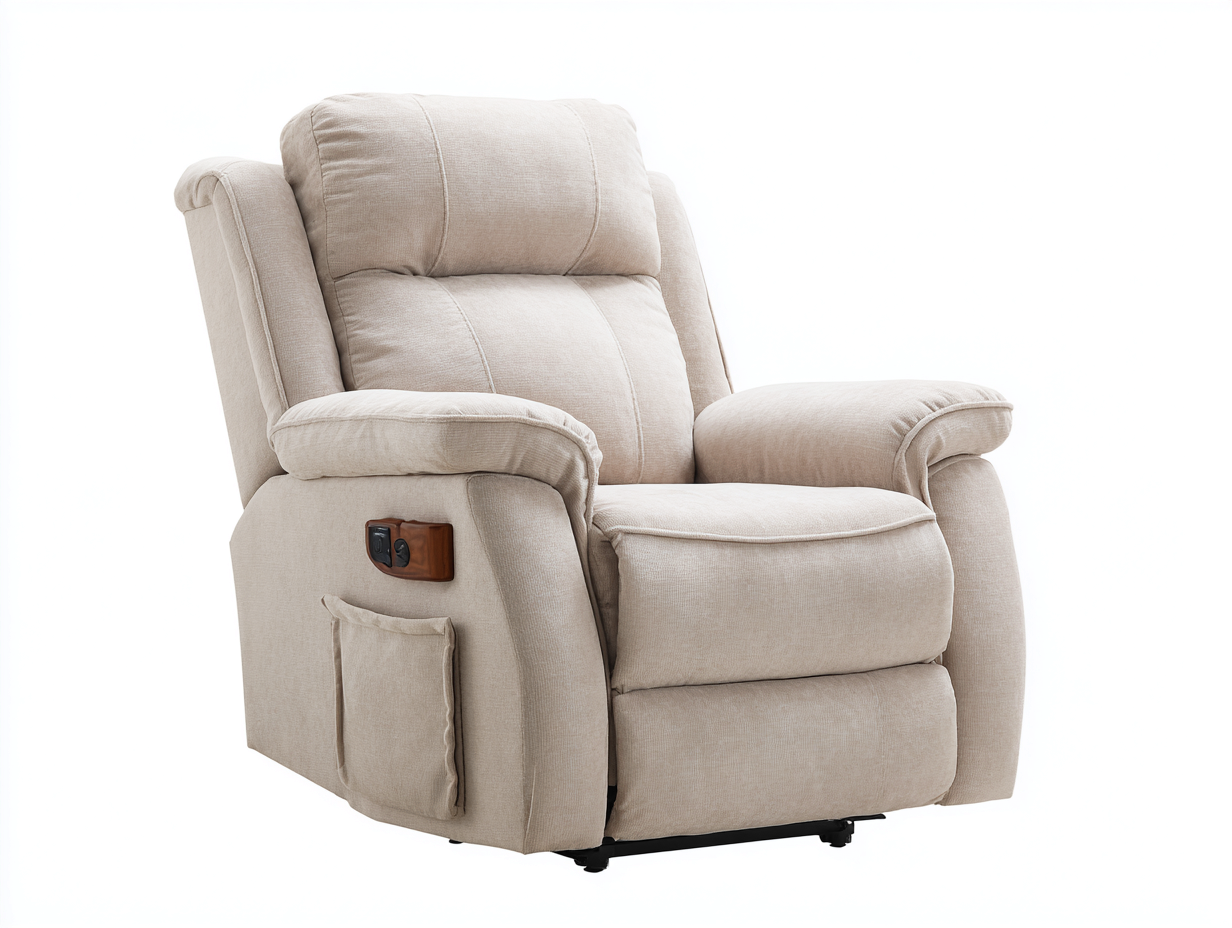 Sillones reclinables de tela 92x96x104 cm - beige - diseño cómodo para salón-Craftgethub