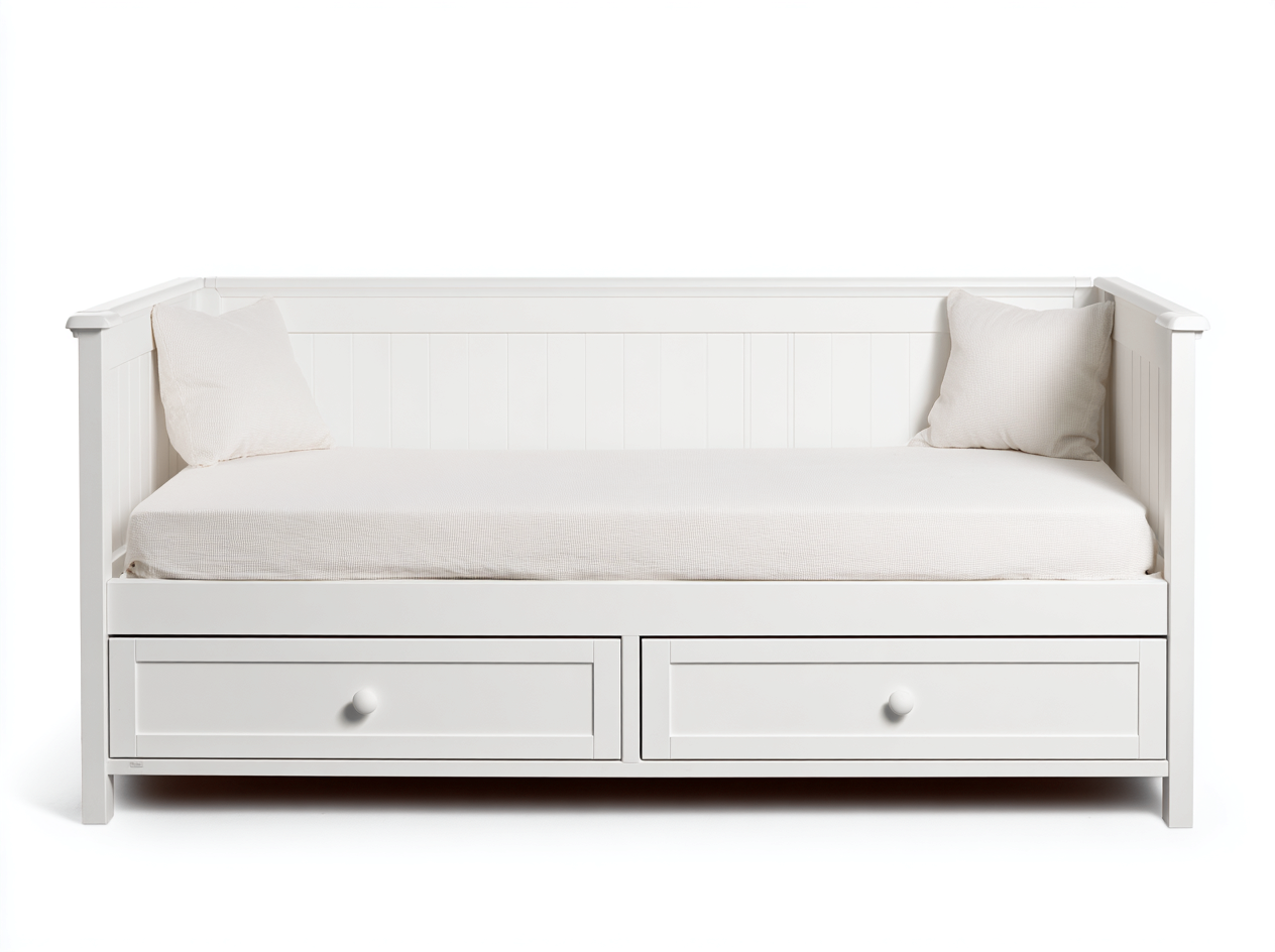 Sofás cama con 2 cajones base de madera 200x90x80 cm - Blanco - Diseño clásico funcional-Craftgethub
