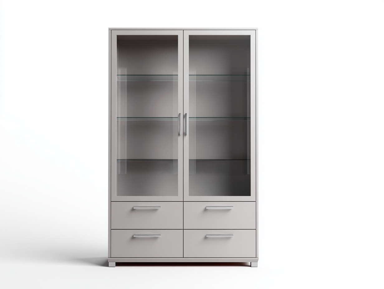 Vitrinas madera y vidrio con cajones 100x40x185 cm gris - diseño moderno salón-Craftgethub