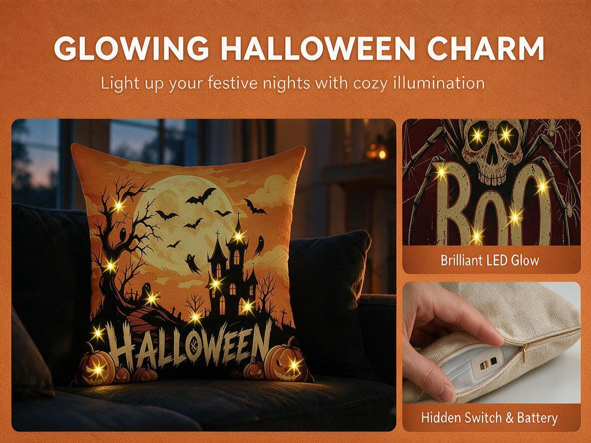 HALLOWEEN Statement Glow Pillow — Dark Edition