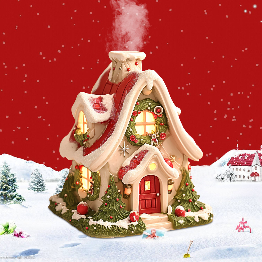Christmases Cabin Incense Burner, Christmas Village House Incenses Burner, Village Chimney Incense Cone Holder, Log Cabin Incenses Burner for Christmas Holiday Decor Home Indoor Chimney (House)