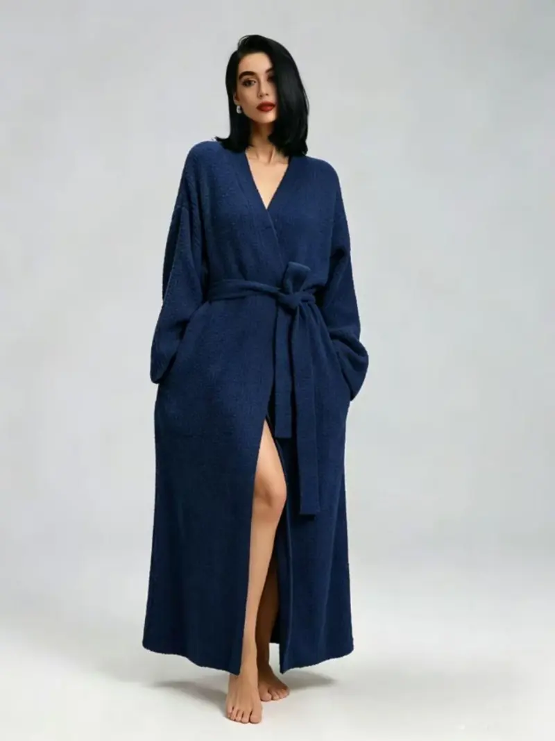 [COZY Soft Plush Feel] Women's Casual Double-Sided Fleece Robe｜Thickened Long Plush Loungewear｜Warm Flannel Pajamas for Fall & Winter｜Soft, Cozy, and Wearable Indoors & Outdoors
