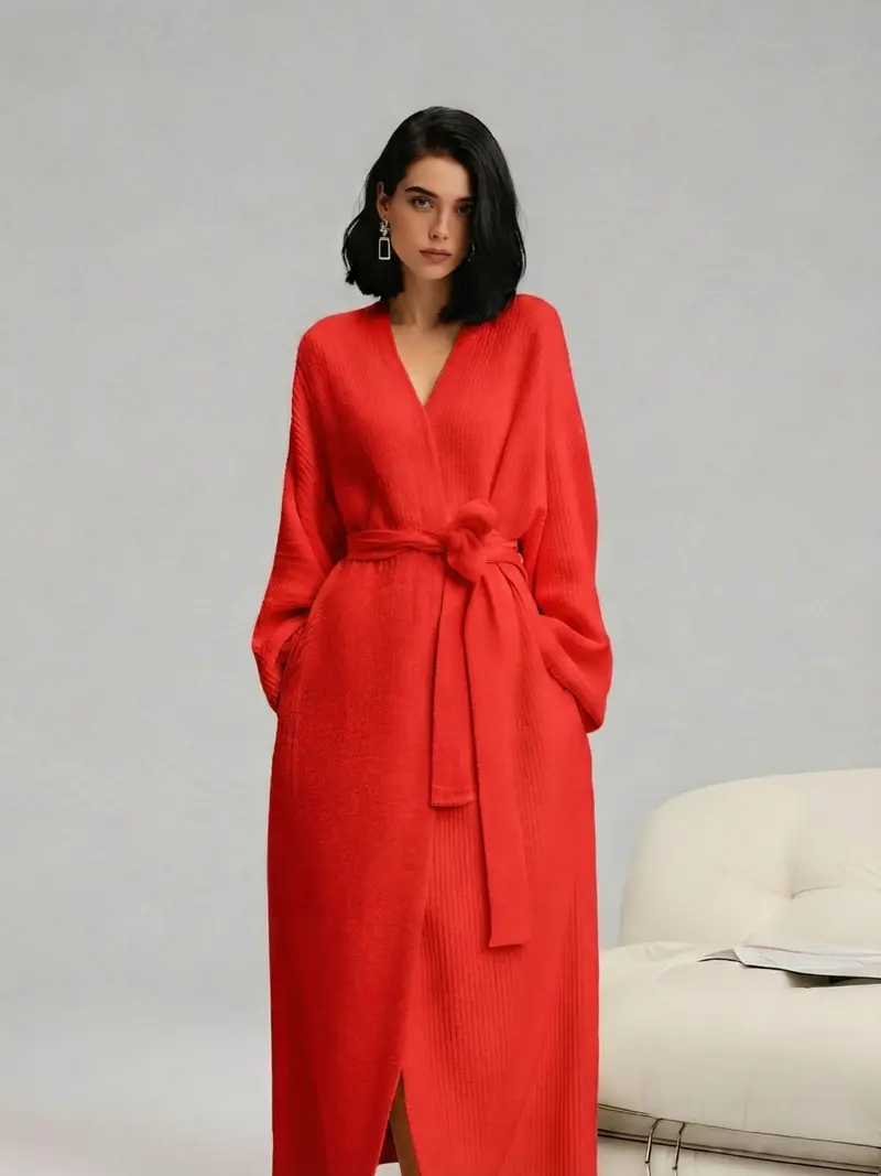 [COZY Soft Plush Feel] Women's Casual Double-Sided Fleece Robe｜Thickened Long Plush Loungewear｜Warm Flannel Pajamas for Fall & Winter｜Soft, Cozy, and Wearable Indoors & Outdoors