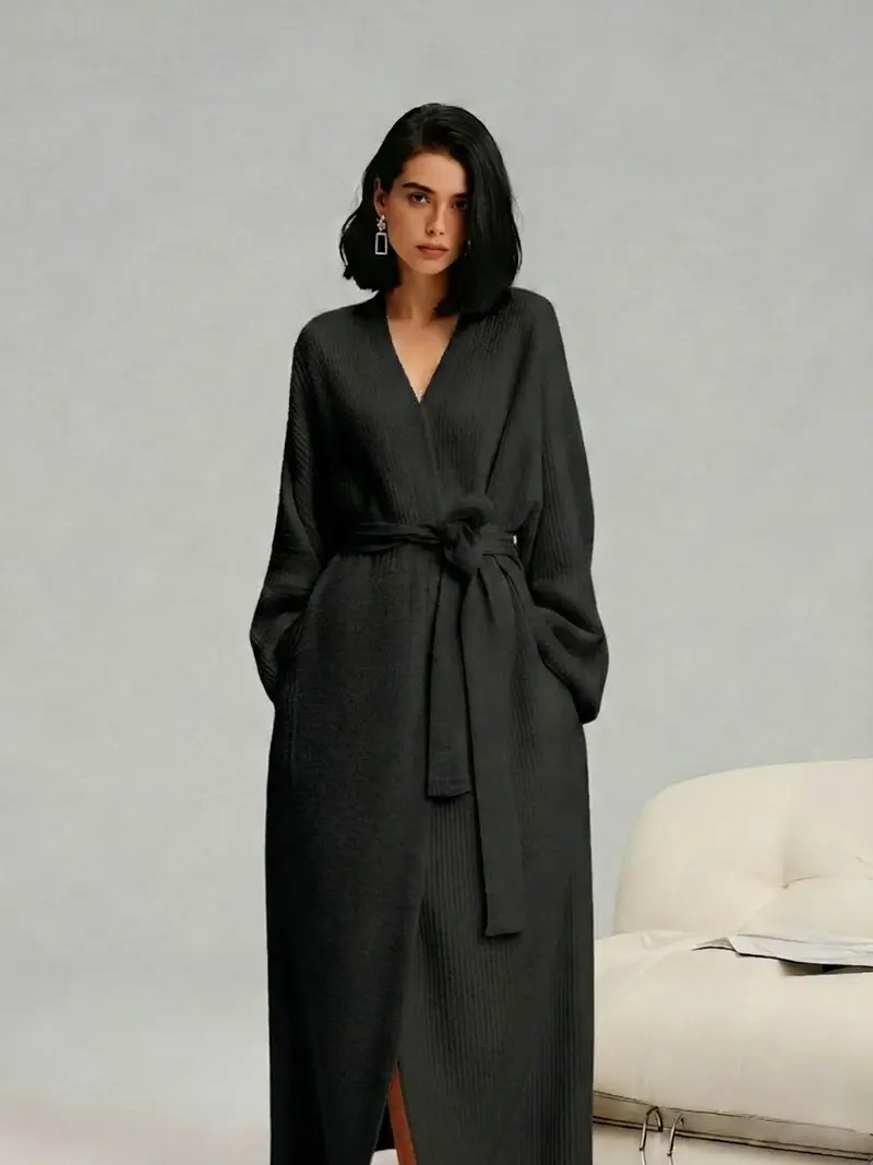 [COZY Soft Plush Feel] Women's Casual Double-Sided Fleece Robe｜Thickened Long Plush Loungewear｜Warm Flannel Pajamas for Fall & Winter｜Soft, Cozy, and Wearable Indoors & Outdoors
