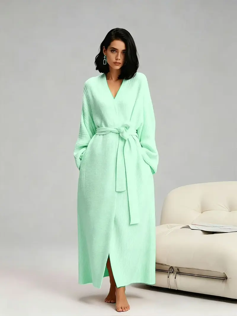 [COZY Soft Plush Feel] Women's Casual Double-Sided Fleece Robe｜Thickened Long Plush Loungewear｜Warm Flannel Pajamas for Fall & Winter｜Soft, Cozy, and Wearable Indoors & Outdoors
