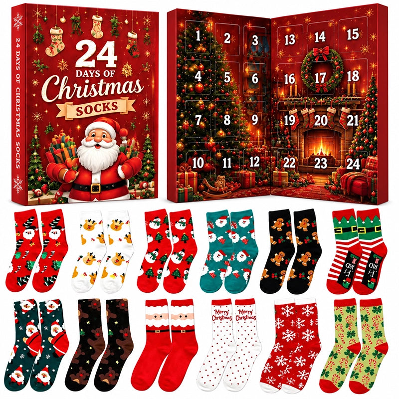 Red Christmas sock advent calendar gift box