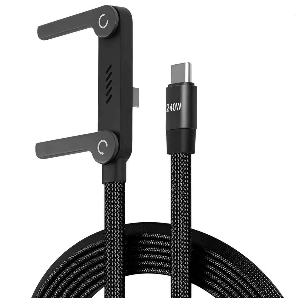 📱 240W Braided Fast Charging Cable with Built-in Phone Stand - 2026 New Foldable Durable USB-C Cable - Type-C (2-pack)