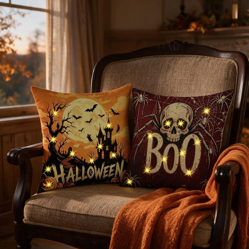 HALLOWEEN Statement Glow Pillow — Dark Edition