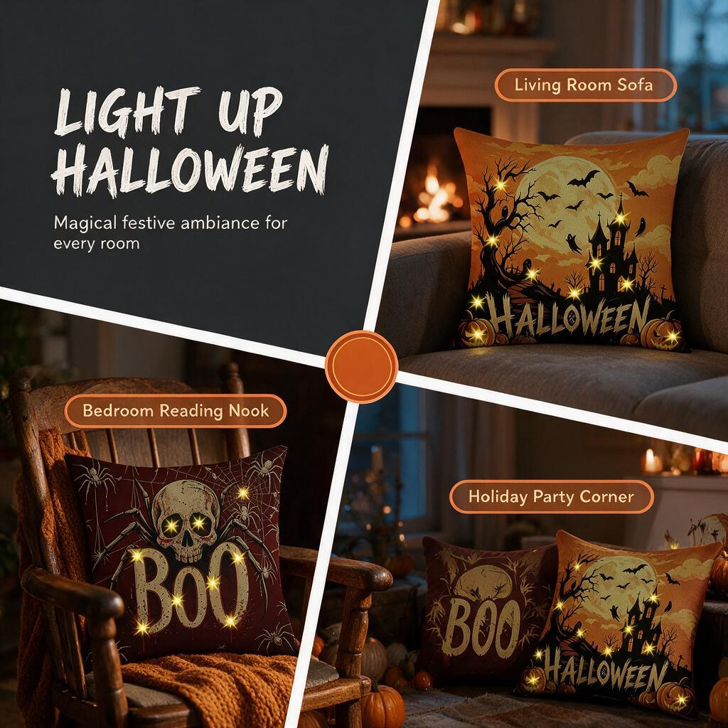 HALLOWEEN Statement Glow Pillow — Dark Edition