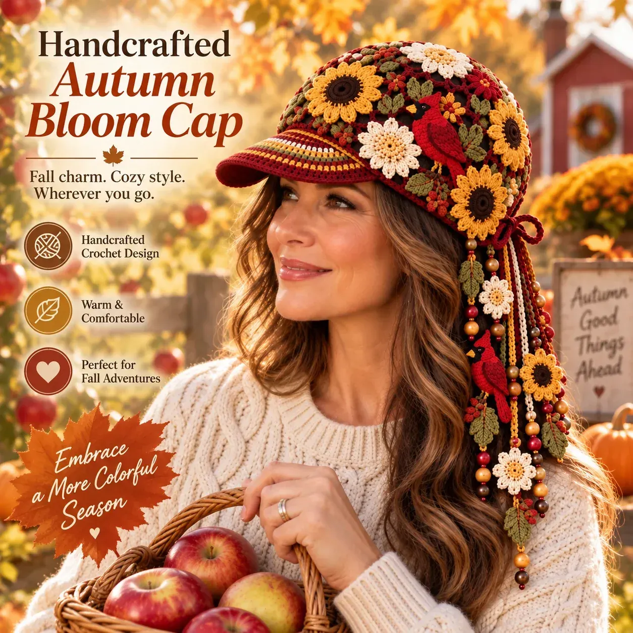  49% OFF 🍂 Women’s Handcrafted Crochet Autumn Bloom Cap | 6 Designs