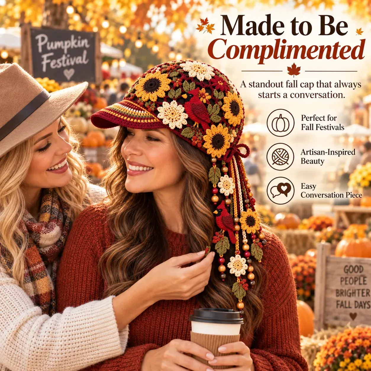  49% OFF 🍂 Women’s Handcrafted Crochet Autumn Bloom Cap | 6 Designs