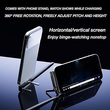 📱 240W Braided Fast Charging Cable with Built-in Phone Stand - 2026 New Foldable Durable USB-C Cable - Type-C (2-pack)