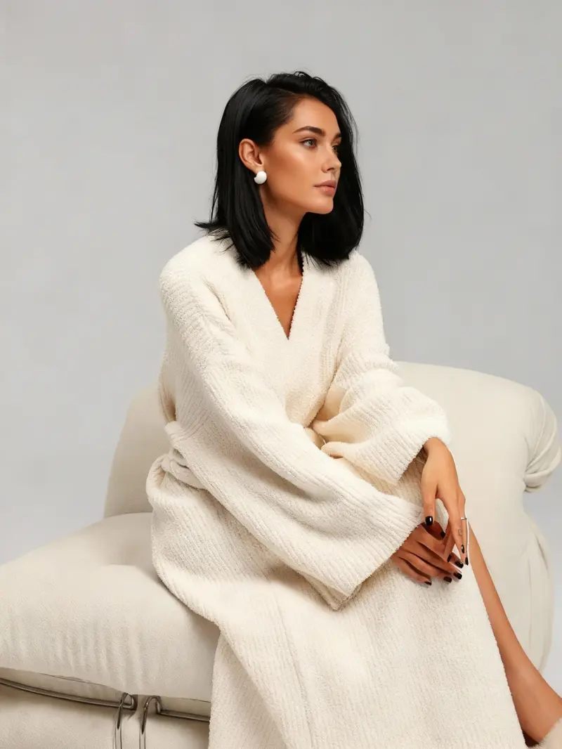 Cozy Texture Double-Sided Fleece Robe Soft Texture