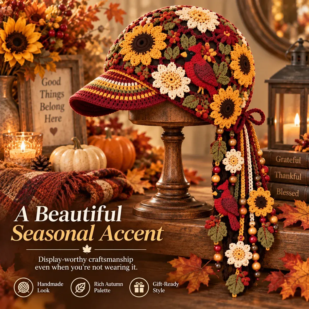  49% OFF 🍂 Women’s Handcrafted Crochet Autumn Bloom Cap | 6 Designs