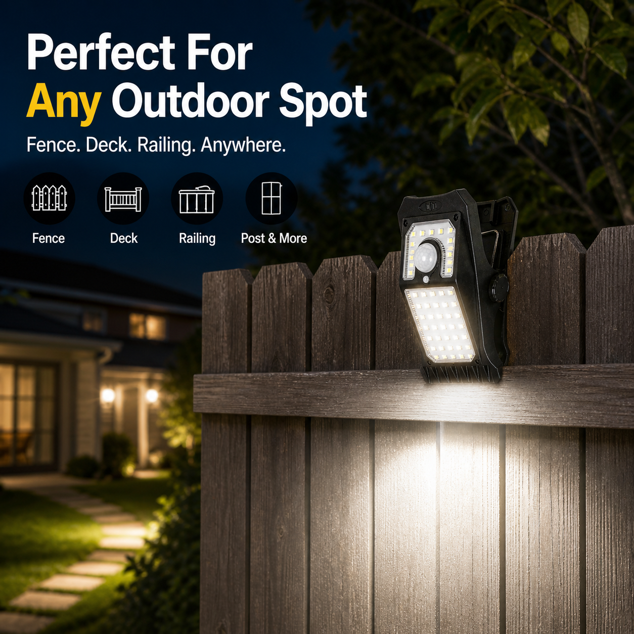 Outdoor solar garden lights and motion-activated lights
