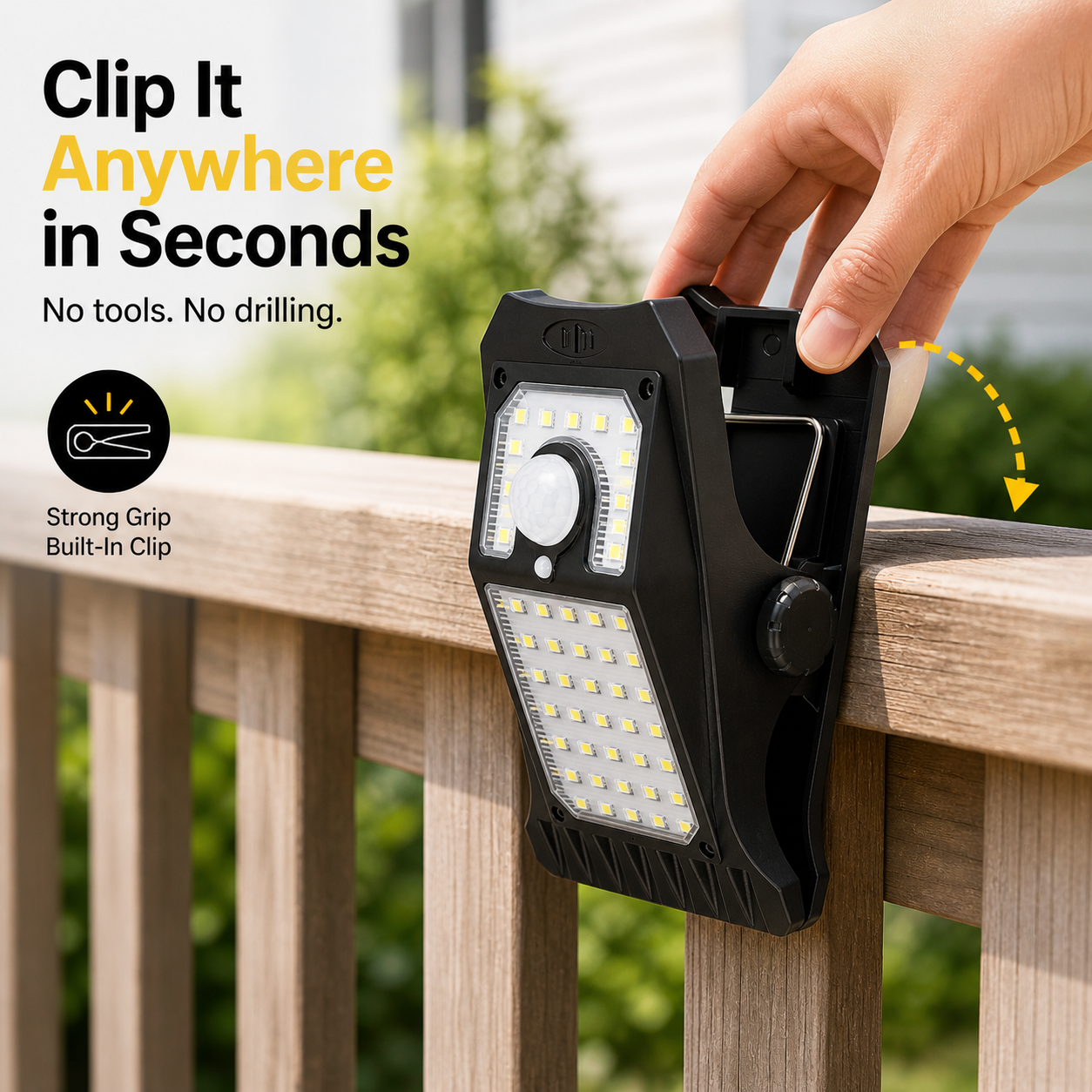 Outdoor solar garden lights and motion-activated lights