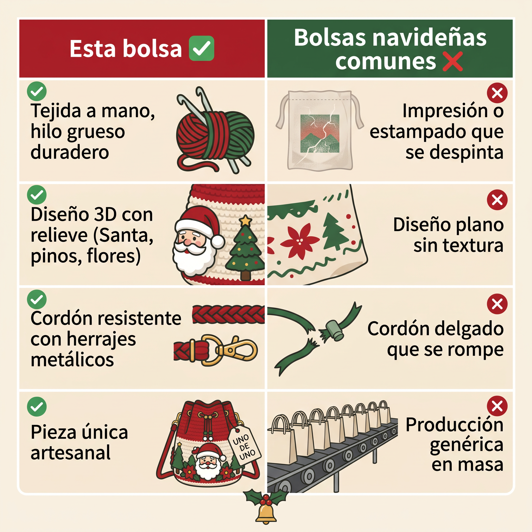 Bolsa Navideña Tejida a Mano