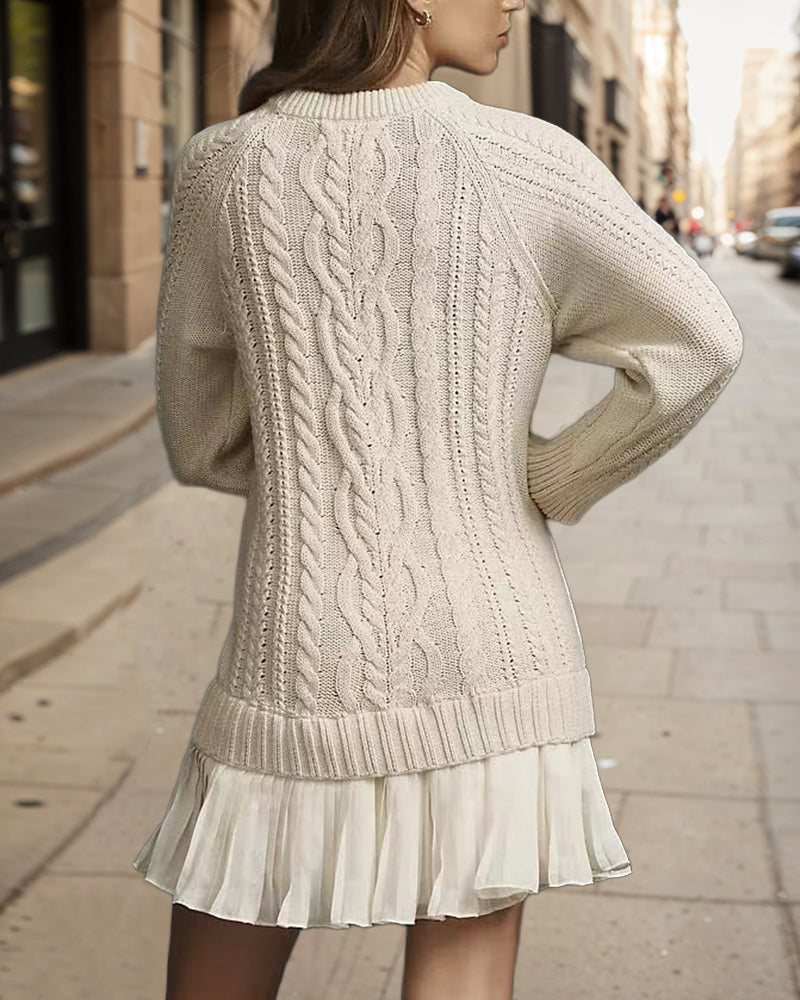 Zeagoo Women's Casual Cozy Cable Knit Sweater Dress