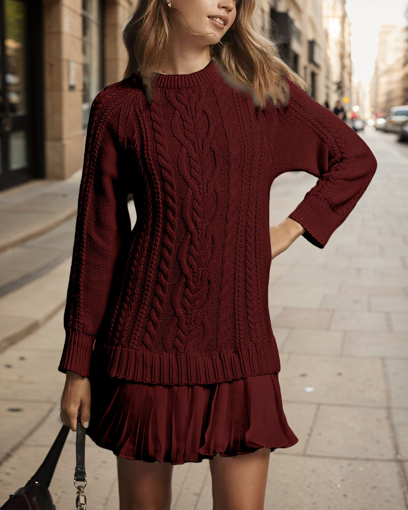 Zeagoo Women's Casual Cozy Cable Knit Sweater Dress