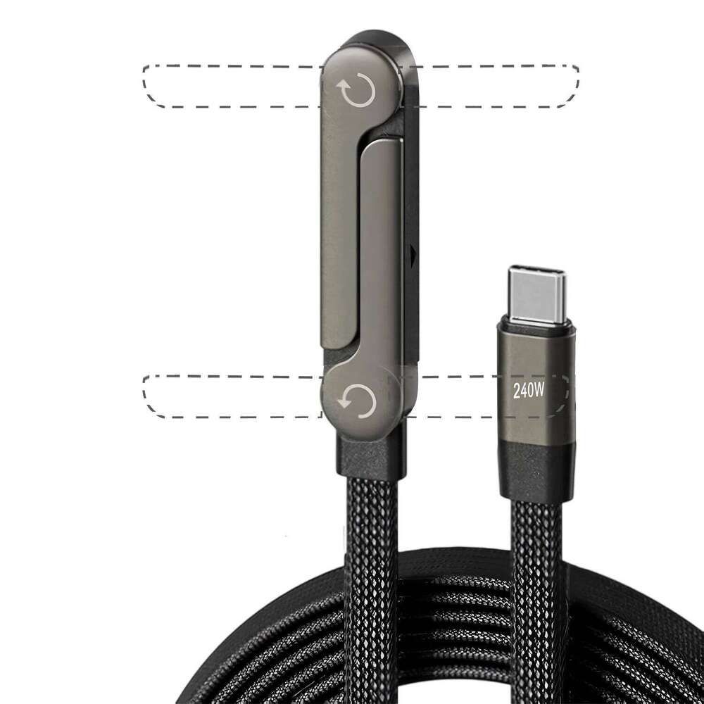 📱 240W Braided Fast Charging Cable with Built-in Phone Stand - 2026 New Foldable Durable USB-C Cable - Type-C (2-pack)