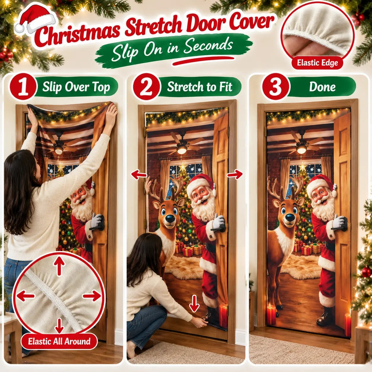 Holiday Door Cover Family Photo Backdrop